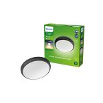 image produit Philips Plafonnier LED Doris 6 W [Blanc chaud/noir] Résistant à l'eau IP54 pour éclairage de jardin, terrasse et terrasse - livrable en France