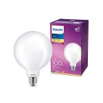 image produit Philips, ampoule LED classique E27 (100 W), lampe LED dépolie en forme de globe avec lumière blanc chaud, 2700K, éclairage LED à économie d'énergie avec longue durée de vie - livrable en France