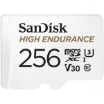 image produit SanDisk High Endurance microSDXC 256Go + Adaptateur SD (100Mo/s en lecture et 40Mo/s en écriture, Class 10, U3, V30)