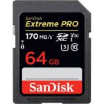 image produit Carte mémoire SDXC SanDisk Extreme PRO 64 Go jusqu'à 170 Mo/s, Classe 10, U3, V30, 4K UHD