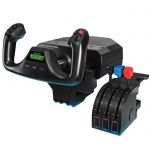 image produit Logitech G Saitek Pro Flight Yoke Système de Manche et Bloc, Commande des Gaz Incluses, 5 Axes, Gouvernail en Aciers Inoxydable, Arbre de Commandes de l'Aileron, USB - Noir