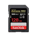image produit SanDisk Extreme PRO 128 Go Carte SDXC, Carte SD V90, UHS-II, 8K, 4K, Full HD Video, Vitesse de Lecture jusqu'à 300 Mo/s, l'épreuve des chocs, de la température, de l'eau et des rayons X, Class 10 U3