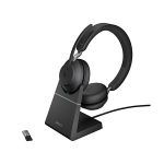 image produit Jabra Evolve2 65 Casque PC Sans Fil avec Station de Charge - Casque Audio Certifié Microsoft Teams avec Batterie Longue Durée - Adaptateur Bluetooth USB-A - Noir