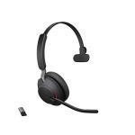 image produit Jabra Evolve2 65 Casque PC sans Fil - Casque Mono Écouteurs Certifié UC avec Annulation du Bruit et Batterie Longue Durée - Adaptateur Bluetooth USB-A - Noir