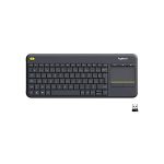 image produit Logitech K400 Plus Clavier Sans Fil Touch TV Avec Contrôle Média et Pavé Tactile, Clavier Pan Nordique QWERTY - Noir