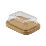image produit Point-Virgule Beurrier en bambou avec couvercle en verre, 16x13x6cm