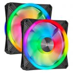 image produit Corsair iCUE QL140 RGB, Ventilateur LED RGB PWM 140 mm (68 LED RGB Paramétrables Individuellement, Allant jusqu’à 1 250 TR/Min, Faible Bruit) Kit de Deux Ventilateurs avec Lighting Node CORE - Noir - livrable en France