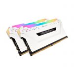 image produit Corsair Vengeance RGB PRO - Kit de Mémoire Enthousiaste (16Go (2x8Go), DDR4, 3200MHz, C16, XMP 2.0) Eclairage LED RGB Dynamique - Blanc