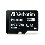 image produit Verbatim Carte mémoire microSDHC Premium 32 Go noire avec adaptateur - pour capture vidéo full HD - résiste à l'eau & aux chocs - carte mémoire SD pour appareil photo smartphone tablette