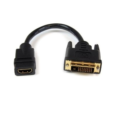 Câble adaptateur de 20 cm HDMI vers DVI-D - Câble adaptateur vidéo de 20 cm HDMI vers DVI-D - HDMI femelle vers DVI mâle
