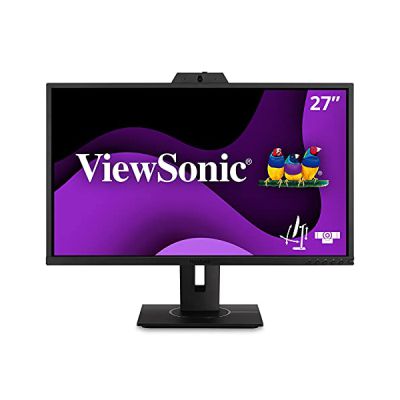 image ViewSonic VG2740V Moniteur Full Ergonomique Visioconférence IPS 27' Full HD, Webcam , 5ms, VGA, HDMI, DisplayPort,USB Haut-Parleurs, Noir