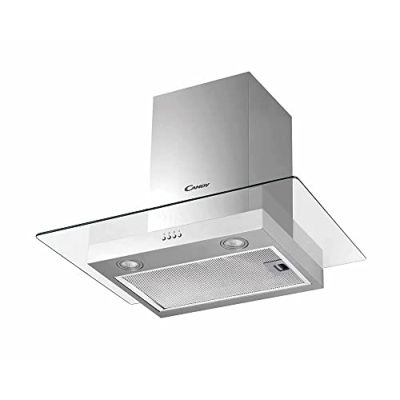 Candy Hotte murale CVMD600X - En forme de T - Largeur : 60 cm - Boutons poussoirs - Verre en acier inoxydable