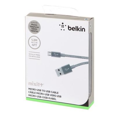 image Belkin - Câble Métallique Sync/Charge avec Connecteur Micro USB 2.4A - Gris Métallique