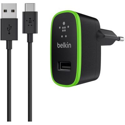 image Belkin - Mini Chargeur Secteur avec Câbe USB-A vers USB-C - 1,2 m - Noir (Compatible Samsung Galaxy S9/S9+/Note 9)