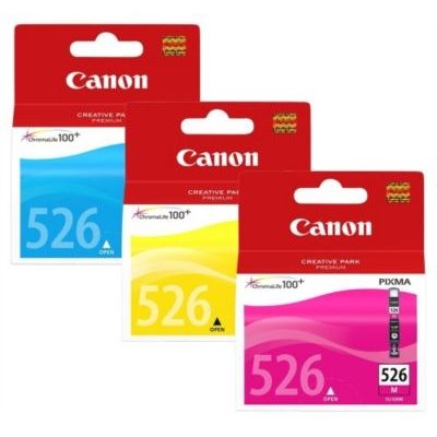 Cartouches Canon CLI-526 C/M/Y Pack Couleurs Cyan/Magenta/Jaune