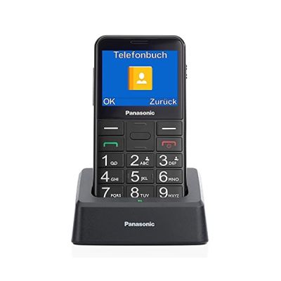 image Panasonic KX-TU155EXBN Téléphone Mobile pour Personnes Âgées, Appel Prioritaire, Téléphone à Grosses Touches, Compatible avec les Appareils Auditifs, Bluetooth, Radio FM, Appareil Photo, Noir