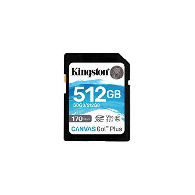 image Kingston SDG3/512GB Carte mémoire SD Card ( 512GB SDXC Canvas Go Plus 170R C10 UHS-I U3 V30 )