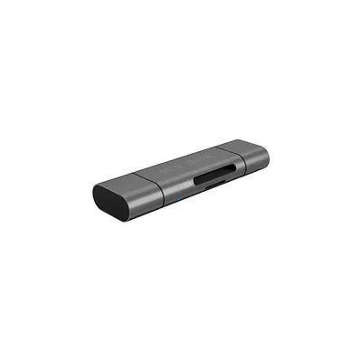 image ICY BOX Lecteur de Cartes SD avec USB 3.0 pour SD et Micro-SD, 3 connecteurs USB (USB-C, USB-A, Micro-USB), OTG, en Aluminium, modèle IB-CR201-C3