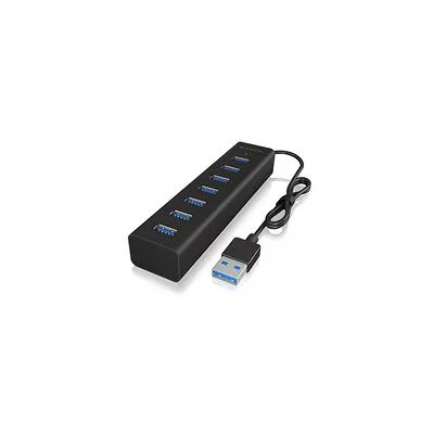 image ICY BOX Hub USB 7 Ports avec 7 Ports USB 3.0 (Type-A), câble intégré, Aluminium, Noir 60819