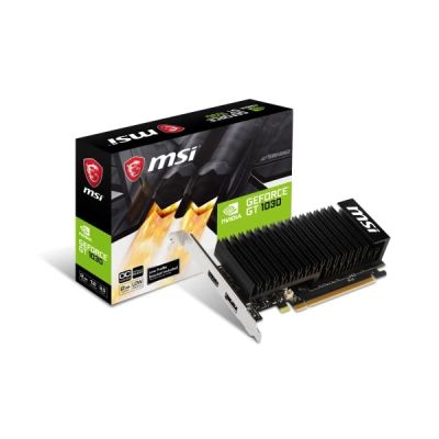image MSI Carte graphique NVIDIA GEFORCE GT 1030 2GHD4 LP OC '2 Go GDDR4, 1518 MHz, conception à profil bas, DisplayPort, HDMI, système de refroidissement passif sans ventilateur