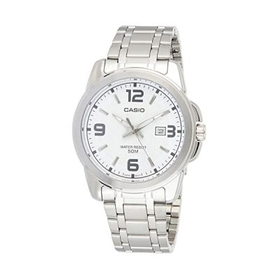 Casio - MTP-1314D-7A - Classic - Montre Homme - Quartz Analogique - Cadran Blanc - Bracelet Acier Gris