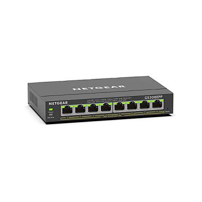 image NETGEAR (GS308EPP) Switch Ethernet PoE 8 Ports RJ45 Gigabit (10/100/1000), Serie Plus Manageable PoE, switch RJ45 avec 8 Ports PoE+ 124 W, positionnement bureau ou au mur, Silencieux, PME ou Domicile