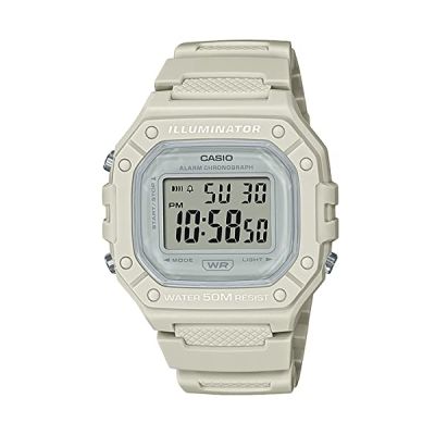 Casio Montre Quartz Unisexe 44.40mm avec Cadran Clear Digitale et Bracelet en Plastic/Resin Strap Crème W-218HC-8AVEF