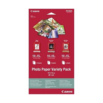 Canon VP-101 Pack Papier Photo GP-501 10x15cm (5 feuilles) + PP-201 10x15cm (5 feuilles) + SG-201 10x15cm (5 feuilles)