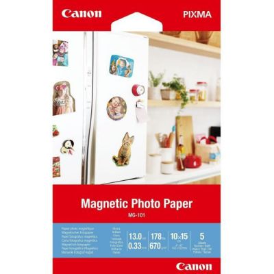 image Canon MG-101 Papier Photo Magnétique Brillant Format 10x15cm (5 feuilles)