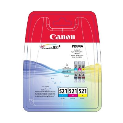 image Canon CLI-521 Cartouche C/M/Y Multipack Cyan, Magenta, Jaune (Multipack plastique)