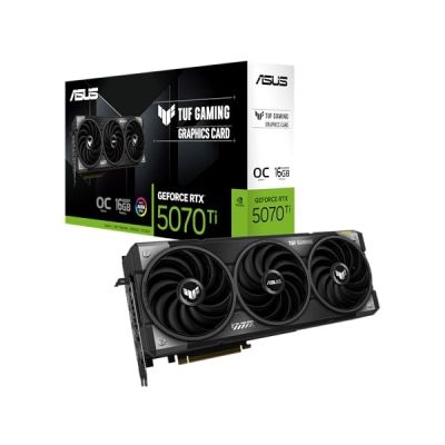 image Asus TUF Gaming GeForce RTX 5070 Ti 16GB GDDR7 OC Edition – Carte Graphique Gaming (PCIe 5.0, HDMI, Display 2.1, 3.125 Slot, Ventilateurs axiaux, revêtement Protecteur PCB)