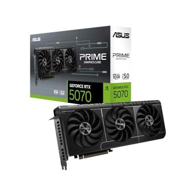image Asus Prime GeForce RTX™ 5070 GDDR7 12GB – Carte Graphique (PCIe 5.0, HDMI, Display 2.1, 2.5 Slot, Ventilateurs axiaux, SFF-Ready)