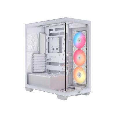 image CORSAIR 3500X RS-R ARGB Boîtier PC Moyen-Tour - 3 Ventilateurs RS120-R ARGB Préinstallés, Peut accueillir jusqu'à 10 Ventilateurs 120 mm, Compatible avec Une Carte mère à Connexion inversée - Blanc