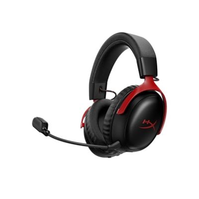 image HyperX Cloud III S – Casque de Jeu sans Fil, multiplateforme, 2,4 GHz, Bluetooth, autonomie Jusqu’à 120 Heures, 2,4 GHz, transducteurs inclinés de 53 mm, Microphone détachable de 10 mm – Noir-Rouge
