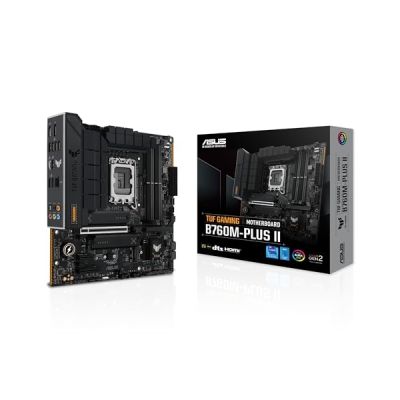 image ASUS TUF Gaming B760M-PLUS II Carte mère Intel B760 LGA 1700 mATX (PCIe 5.0, M.2 4.0, DDR5, 2,5 GB Ethernet, DP, HDMI, SATA 6 Gbps, USB Type-C, Thunderbolt (USB4), Aura Sync)