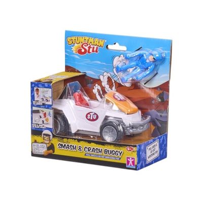 image BANDAI - Stuntman Stu - Crash Buggy - Jouet pour réaliser des Cascades - Figurine Cascadeur Inclus - Jeu de Crash avec véhicule à rétrofriction - Jouet Enfant 4 Ans et + - COSS8373