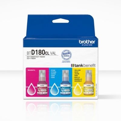 Brother BTD180CLVAL Bouteilles d'encre Couleur Multipack | 3 Couleurs
