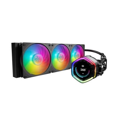 image Cooler Master MasterLiquid 360 Ion Watercooler pour CPU - Écran LCD 2.1", Watercooling AIO, Pompe à Double Chambre Gen X, Ventilateurs Mobius 120P ARGB, RGB Adressable Gen 2, Brackets LGA1700 & AM5