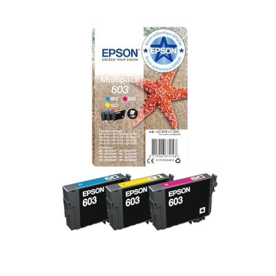 image Epson Multipack 603 Etoile de Mer, Cartouches d'encre d'origine, 3 couleurs : Cyan, Magenta, Jaune, XP-2100 XP-2150 XP-3100 XP-3150 XP-4100 XP-4150 WF-2810DWF WF-2820 WF-2830DWF WF-2840 WF-2850DWF