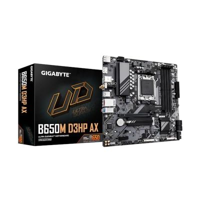 image GIGABYTE B650M D3HP AX Carte mère - AMD Ryzen série 9000, VRM 5+2+2 Phases, jusqu'à 8000 MHz DDR5 (OC), 2xPCIe 4.0 M.2, WiFi 6E, LAN 2,5 GbE, USB 3.2 Gen 1