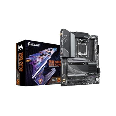 image GIGABYTE B650 AORUS Elite AX V2 Carte mère - AMD Ryzen série 9000, VRM 12+2+2 Phases, jusqu'à 8000 MHz DDR5 (OC), 1xPCIe 5.0 + 2xPCIe 4.0 M.2, LAN 2,5 GbE, WiFi 6E, USB 3.2 Gen 2
