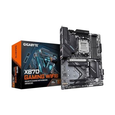 image GIGABYTE X870 Gaming WIFI6 Carte Mère - Prend en Charge Les processeurs AMD Ryzen 9000, 8+2+2 Phases VRM, jusqu'à 8000MHz DDR5 (OC), 1x PCIe 5.0, Wi-FI 6, 2.5GbE LAN, USB 4