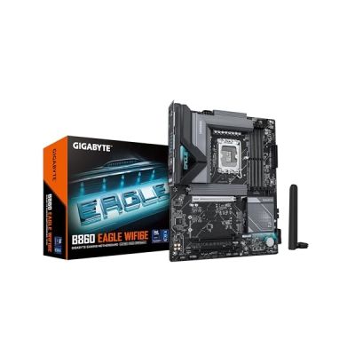 image GIGABYTE B860 Eagle WIFI6E Carte mère - Processeurs Intel Core Ultra, VRM 12+1+2+1 Phases, jusqu'à 9066MHz DDR5, 1xPCIe 5.0 + 2xPCIe 4.0 M.2, LAN 2,5 GbE, WiFi 6E, USB 3.2 Gen 2x2