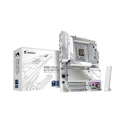 image GIGABYTE B860 AORUS Elite WIFI7 Ice Carte mère - Processeurs Intel Core Ultra, VRM 14+1+2+1 Phases, jusqu'à 9200MHz DDR5, 1xPCIe 5.0 + 2xPCIe 4.0 M.2, LAN 2,5 GbE, WiFi 7, USB 4