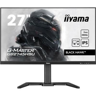 iiyama Ecran G-Master Black Hawk, GB2745HSU-B2 IPS, 1920x1080@100Hz, 1ms, 300cd/m², 1300:1, Haut-parleurs, 1xHDMI, 1xDisplayPort, USB HUB (x2), réglable en Hauteur, Black Tuner, i-Style Colour