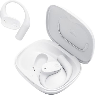 image JBL Sense Lite True Wireless écouteurs Ouverts sans Fil, Conception Crochet d'oreille, Conduction aérienne, OpenSound, 32 h d'autonomie, étanches IP54, compatibles Headphones, Blanc