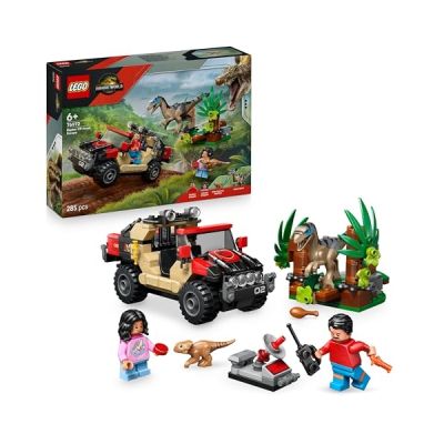 LEGO Jurassic World Le vélociraptor et l’évasion en 4x4-76972 | Jouet pour garçon ou fille dès 6 ans, jouet dinosaure, 2 figurines, voiture tout-terrain, idée cadeau, 285 pièces