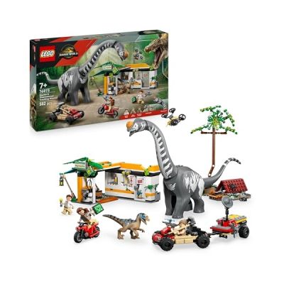 image LEGO Jurassic World La Poursuite du Vélociraptor et du Titanosaure - Jouet Dinosaure - Voiture 4x4 & Moto - 3 Minifigurines - Cadeau Original pour Garçon ou Fille dès 7 Ans 76973