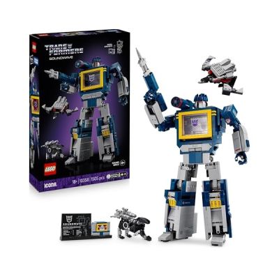 image LEGO Icons Transformers : Soundwave - Set de Construction pour Adulte - Maquette & Décoration - Figurines Convertibles Dont Ravage & Laserbeak - Brique Sonore - Cadeau Collector pour Fan 10358