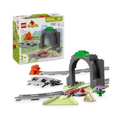 image LEGO Duplo Set d'Extension : Les Rails et Le Tunnel du Train - Jouet Éducatif 1er Âge - Voie Ferrée de 10 Pièces, Aiguillage à 2 Directions & Brique d’Action - Cadeau Garçon ou Fille dès 2 Ans 10425